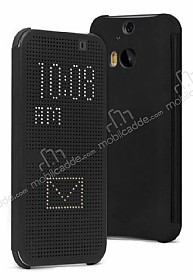 Eiroo HTC One M9 Plus Dot View Uyku Modlu nce Yan Kapakl Siyah Klf