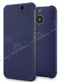 Eiroo HTC One M9 Plus Dot View Uyku Modlu nce Yan Kapakl Mavi Klf