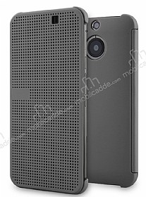 Eiroo HTC One M9 Plus Dot View Uyku Modlu nce Yan Kapakl Gri Klf