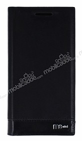 HTC One Mini 2 Gizli Mknatsl nce Yan Kapakl Siyah Deri Klf