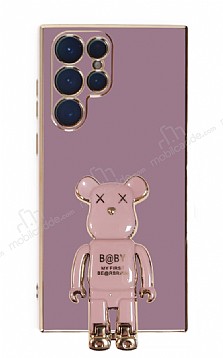 Eiroo Samsung Galaxy S22 Ultra 5G Baby Bear Standl Mor Silikon Klf