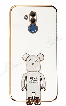 Eiroo Huawei Mate 20 Lite Baby Bear Standl Beyaz Silikon Klf