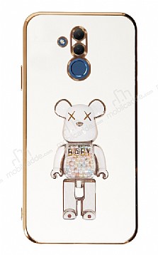 Eiroo Huawei Mate 20 Lite Candy Bear Standl Beyaz Silikon Klf