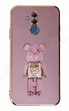Eiroo Huawei Mate 20 Lite Candy Bear Standl Mor Silikon Klf