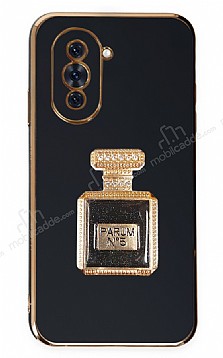 Eiroo Huawei nova 10 Pro Aynal Parfm Standl Siyah Silikon Klf