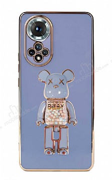 Eiroo Huawei nova 9 Candy Bear Standl Mavi Silikon Klf