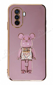 Eiroo Huawei Nova Y70 Candy Bear Standl Mor Silikon Klf