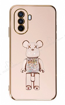Eiroo Huawei Nova Y70 Candy Bear Standl Pembe Silikon Klf