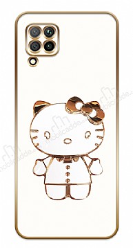 Eiroo Huawei P Smart 2018 Kitty Standl Beyaz Silikon Klf