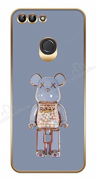 Eiroo Huawei P Smart 2018 Lite Candy Bear Standl Mavi Silikon Klf