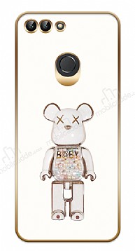 Eiroo Huawei P Smart 2018 Lite Candy Bear Standl Beyaz Silikon Klf