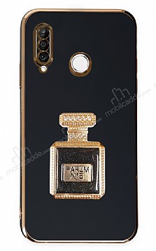 Eiroo Huawei P30 Lite Aynal Parfm Standl Siyah Silikon Klf