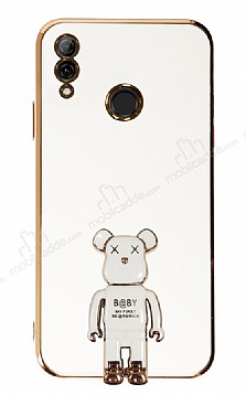 Eiroo Huawei P Smart 2019 Baby Bear Standl Beyaz Silikon Klf