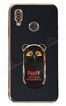 Eiroo Huawei P20 Lite Baby Panda Standl Siyah Silikon Klf