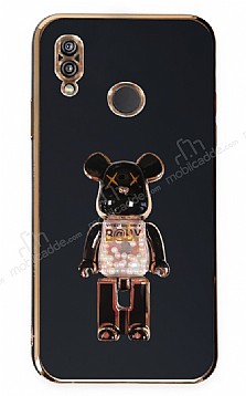 Eiroo Huawei P20 Lite Candy Bear Standl Siyah Silikon Klf