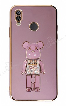 Eiroo Huawei P20 Lite Candy Bear Standl Mor Silikon Klf