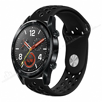 Eiroo Huawei Watch GT 2 Silikon Siyah Spor Kordon (46 mm)