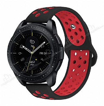 Eiroo Huawei Watch GT 2 Silikon Spor Siyah-Kırmızı Kordon (46 mm)