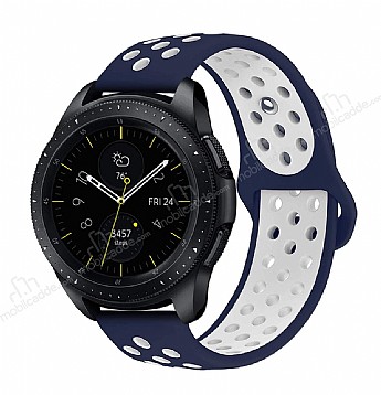 Eiroo Huawei Watch GT 2 Silikon Spor Lacivert-Beyaz Kordon (46 mm)