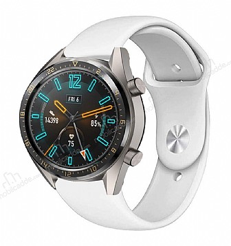 Eiroo Huawei Watch GT 2 Spor Silikon Beyaz Kordon (46 mm)