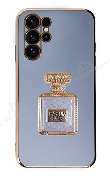 Eiroo Samsung Galaxy S23 Ultra Aynal Parfm Standl Mavi Silikon Klf