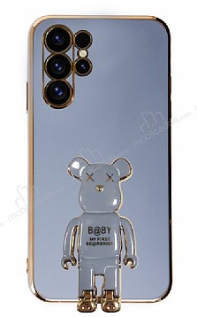 Eiroo Samsung Galaxy S23 Ultra Baby Bear Standl Mavi Silikon Klf