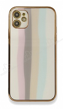 Eiroo Hued iPhone 12 6.1 in Cam Beyaz Rubber Klf