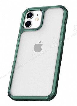Eiroo Hybrid Color iPhone 12 / 12 Pro 6.1 in Yeil Silikon Klf