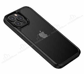 Eiroo Hybrid Color iPhone 13 Pro Max Siyah Silikon Klf