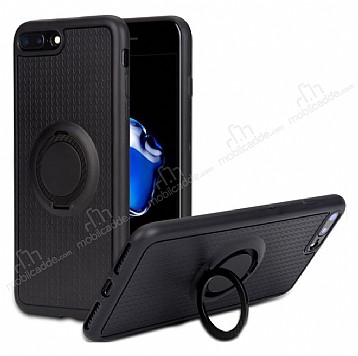 Eiroo Infinity Ring iPhone 7 Plus / 8 Plus Selfie Yzkl Siyah Silikon Klf