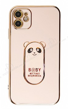 Eiroo iPhone 11 Baby Panda Standl Pembe Silikon Klf