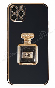 Eiroo iPhone 11 Pro Aynal Parfm Standl Siyah Silikon Klf