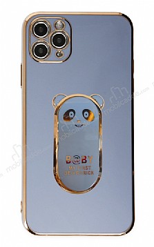 Eiroo iPhone 11 Pro Baby Panda Standl Mavi Silikon Klf