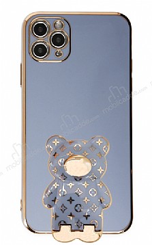 Eiroo iPhone 11 Pro Max Lks Ay Standl Mavi Silikon Klf