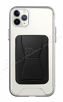 Eiroo iPhone 11 Pro Max Siyah Kartlkl Standl Ultra Koruma Klf
