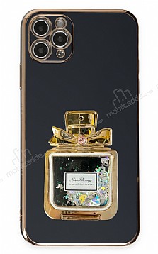Eiroo iPhone 11 Pro Tal Parfm Standl Siyah Silikon Klf