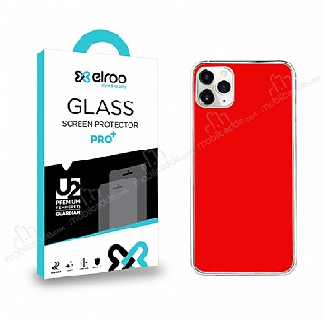 Eiroo iPhone 11 Pro Tempered Glass Mat Arka Cam Krmz Gvde Koruyucu