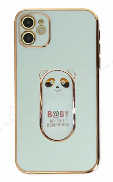 Eiroo iPhone 12 Baby Panda Standl Yeil Silikon Klf