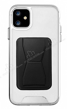 Eiroo iPhone 12 Siyah Kartlkl Standl Ultra Koruma Klf