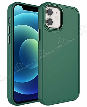 Eiroo iPhone 12 Metal Çerçeveli Yeşil Rubber Kılıf