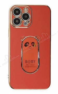 Eiroo iPhone 12 Pro Baby Panda Standl Krmz Silikon Klf