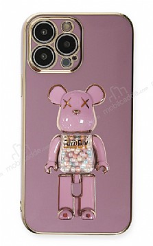 Eiroo iPhone 12 Pro Candy Bear Standl Mor Silikon Klf