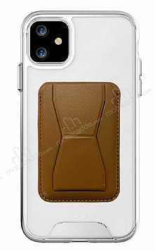 Eiroo iPhone 12 Pro Kahverengi Kartlkl Standl Ultra Koruma Klf