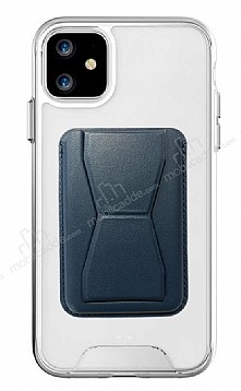 Eiroo iPhone 12 Pro Lacivert Kartlıklı Standlı Ultra Koruma Kılıf