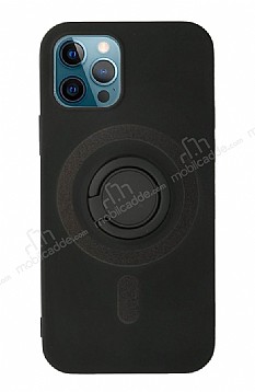 Eiroo iPhone 12 Pro Max 6.7 in Yzk Tutuculu Siyah Silikon Klf