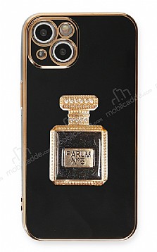 Eiroo iPhone 13 Aynal Parfm Standl Siyah Silikon Klf
