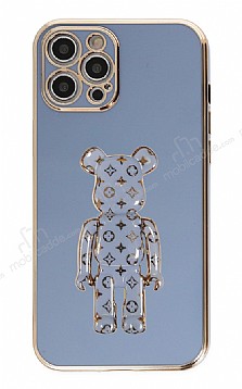 Eiroo iPhone 12 Pro Max Bearbrick Standl Mavi Silikon Klf