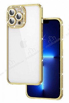 Eiroo iPhone 12 Pro Max Kamera Korumal Tal Gold Silikon Klf