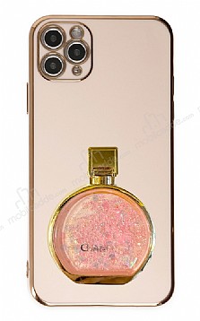 Eiroo iPhone 12 Pro Max Parfüm Şişesi Standlı Pembe Silikon Kılıf