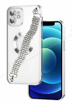 Eiroo iPhone 12 Su Yolu Zincirli Silver Silikon Klf